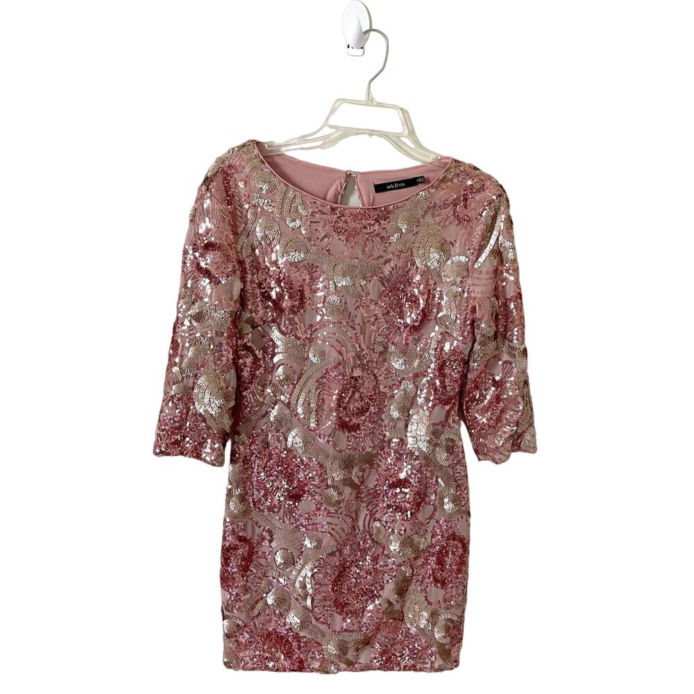 Ark & Co. Sequin Swifty Formal Sequin Mini Dress Pink Size Small